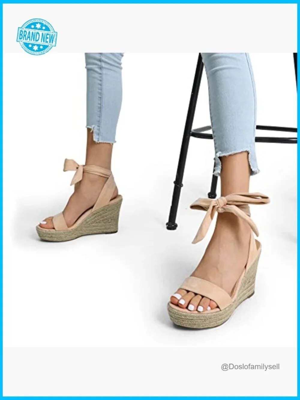 Open Toe Espadrilles Wedges Tie Lace Up Ankle Strap Platform Sandals Dressy